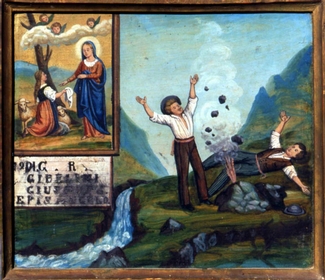 Ex voto - Il lavoro pericoloso dell'attivit mineraria ha favorito molte occasioni di ringraziamento alla Madonna del Frassino per lo scampato pericolo