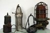 Gruppo di lampade da miniera (ad olio, acetilene, pila, aria compressa)